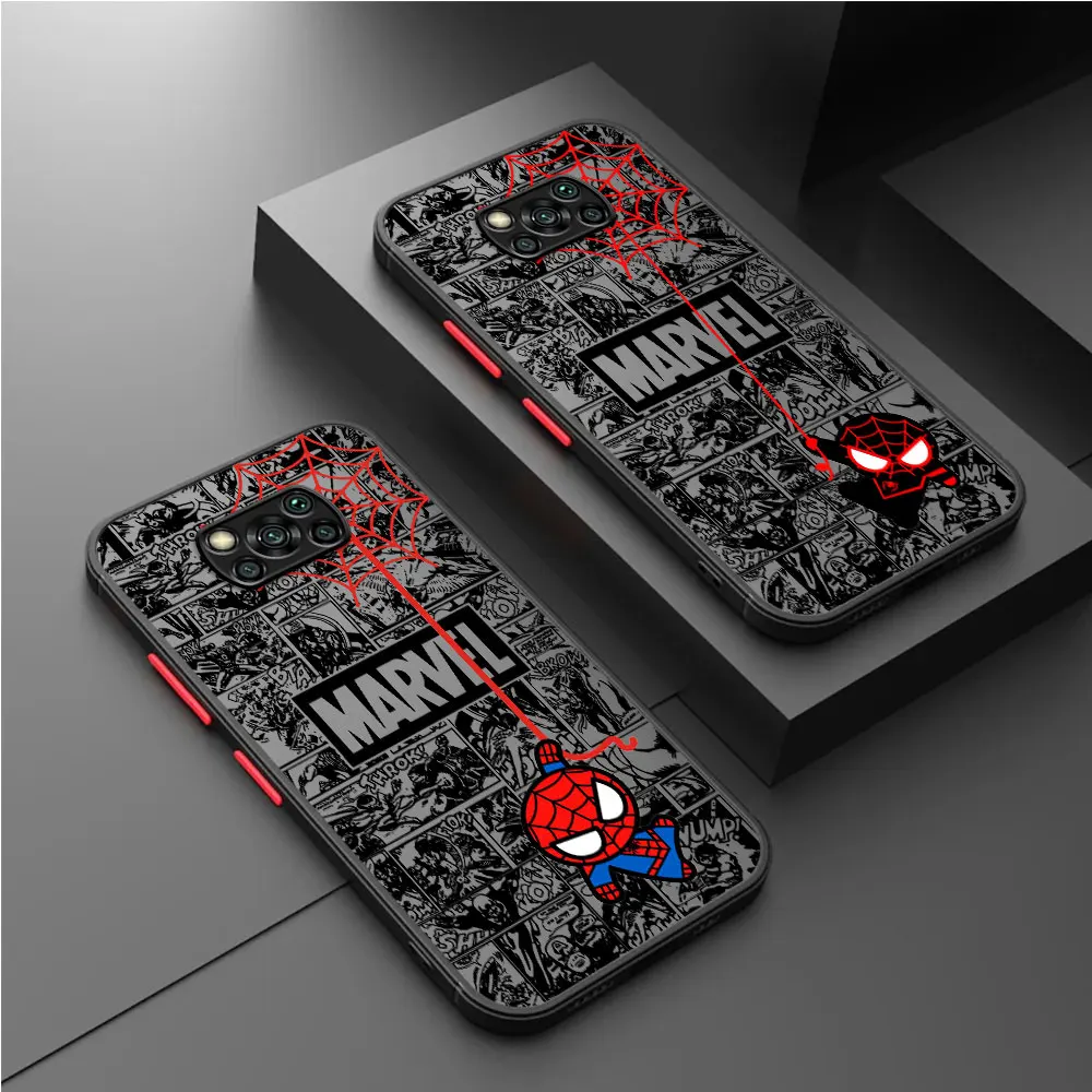 Marvel Cartoon Spider Man Phone Case for Xiaomi Poco C40 X4 Pro M3 X4 GT M5s X3 Pro X5 Pro M5 F3 X3 NFC Shockproof Cover