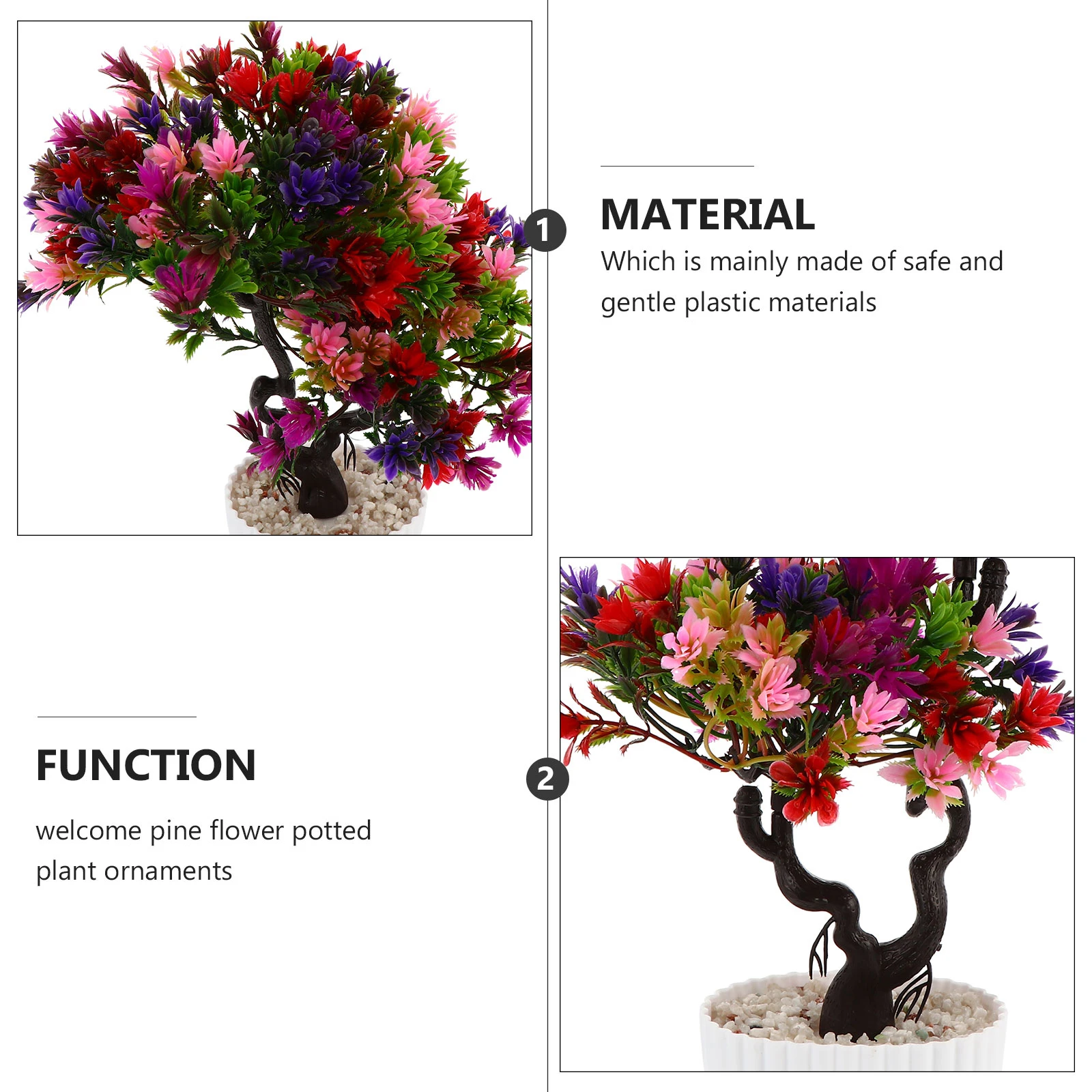 

1Pcs Plastic Potted Plant Artificial Flower Bonsai Simulation Bonsai Decor for Living Space Atmosphere Enhancing Ornament