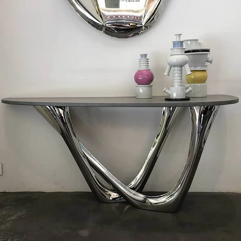 

Designer light luxury entrance table End view table Modern simple wall special-shaped entrance table Extremely narrow