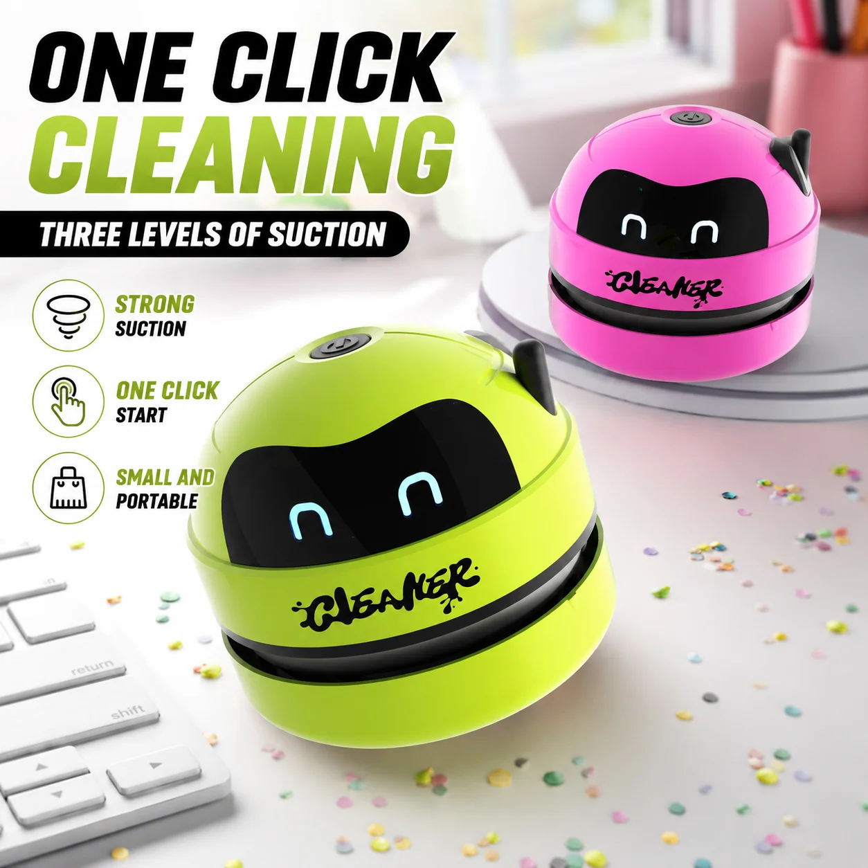 New Arrival Wireless Desktop Vacuum Cleaner | One‑Key Portable Dust Sweeper, Keyboard & Desk Cleaner for Home Office Car