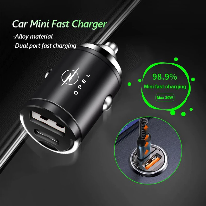 Mini Car Charger Fast Charging USB Type C Charger Accessories For Opel Astra  H J K Insignia Corsa D Zafira Meriva Mokka Vivaro