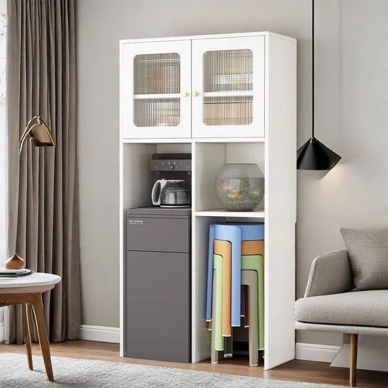 Living room floor-to-ceiling against the wall Tea bar Water dispenser Shelf above multi-layer dining side cabinet Cup mi