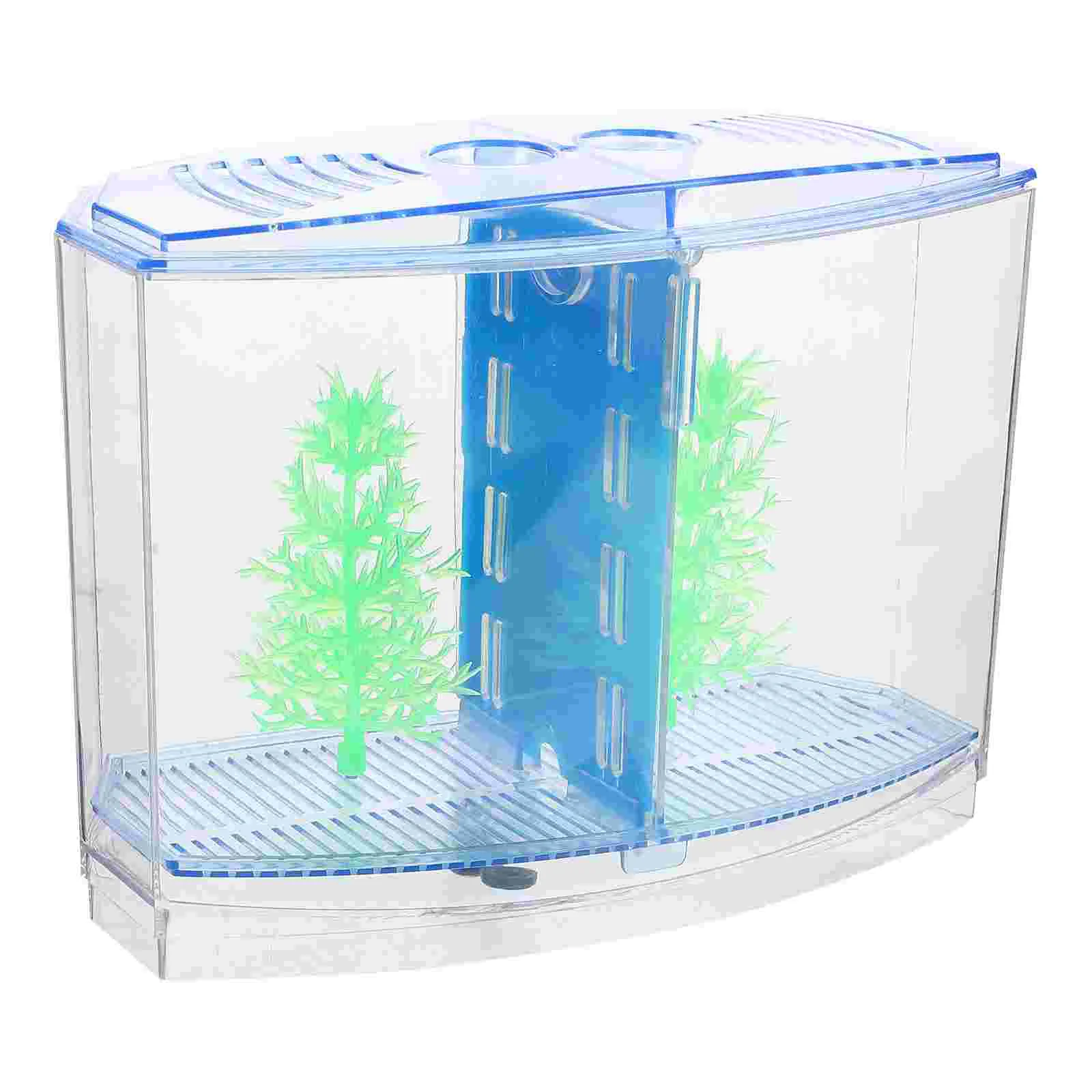 

Aquarium Tank Bowl Shrimp Farming Betta Fish Home Feeding Accessories Breeding Tanks Blue Decor