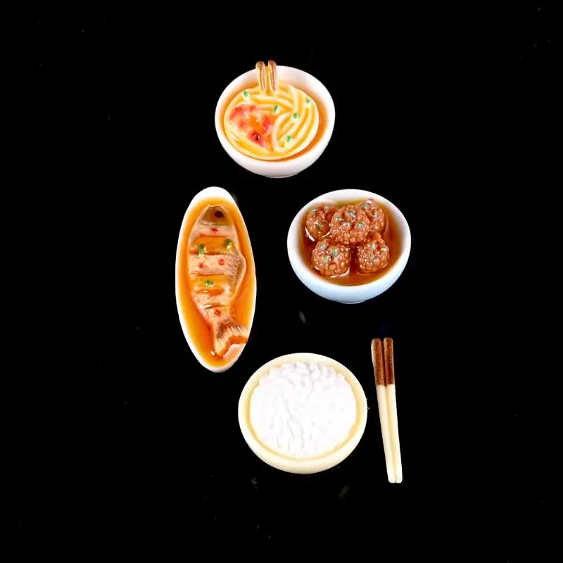 DIY Dollhouse Kitchen Chinese Dishes Design Ornaments, 1/12 Miniature Model