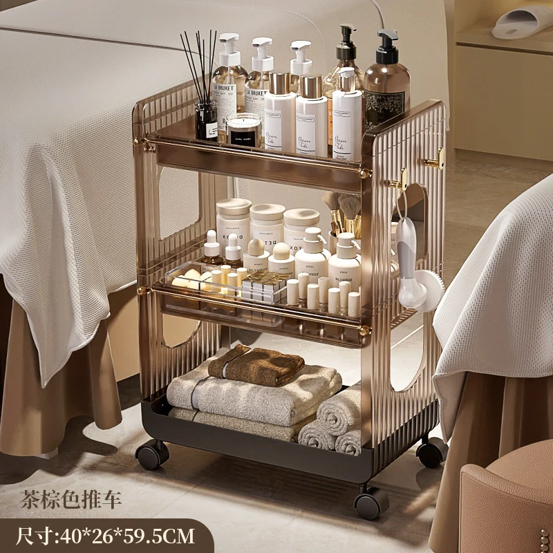 Trolley Beauty Cart Storage Rack Acrylic Advanced Multi functional Beauty Salon Special Instruments and Tools salon furniture