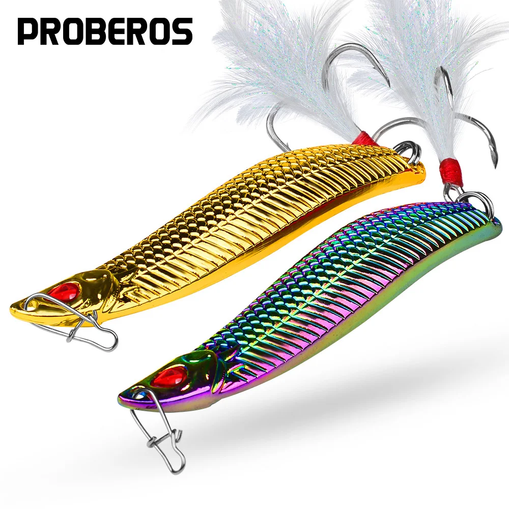 

1Pcs 7g 10g 15g 20g Metal VIB Spinner Spoon Fishing Lures Artificial Bait With Feather Hook Jig Sequin Fishing Tackle for Bass