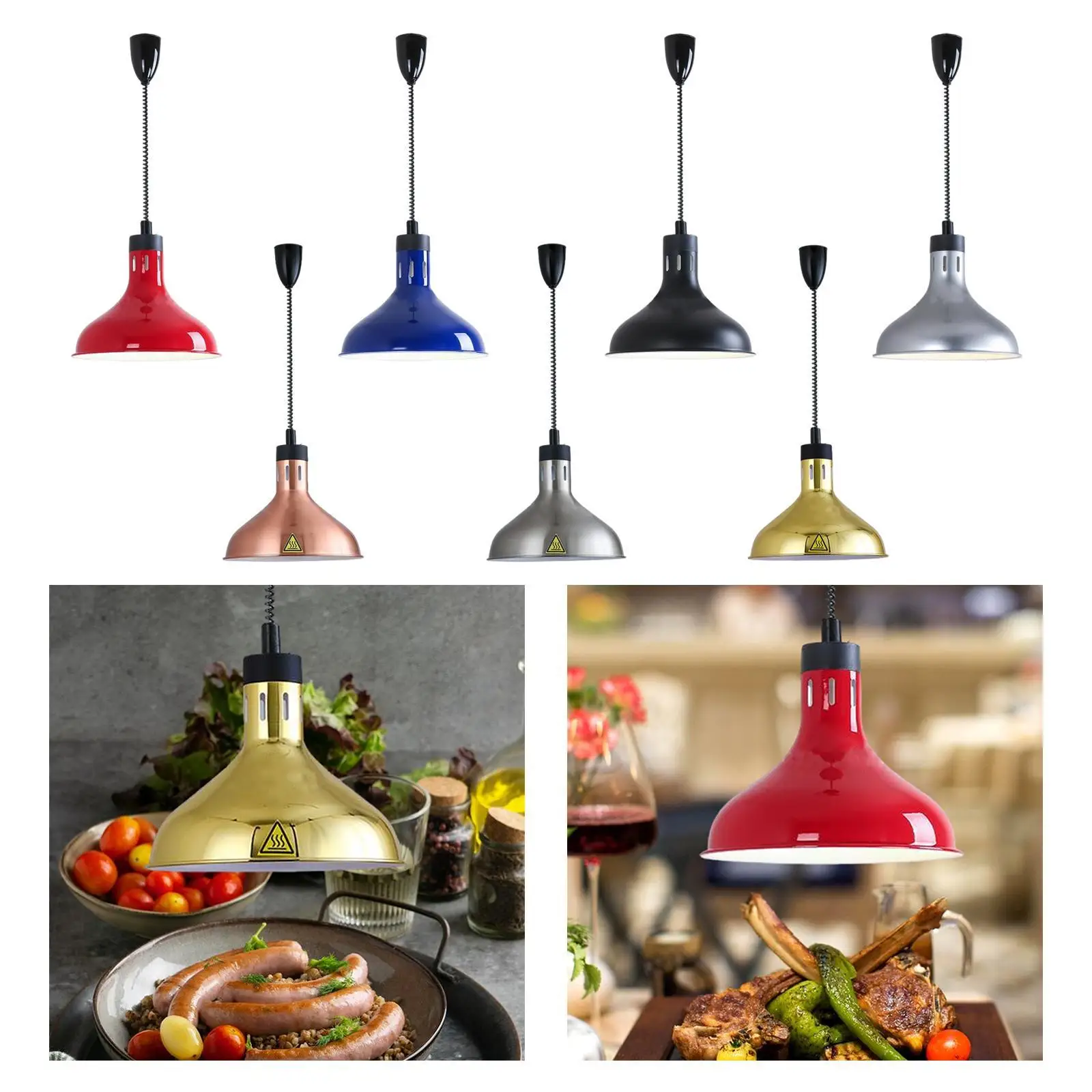 Food Warmer Lamp Adjustable Length 70-160cm without Bulb 275W Food Warmer Light for Fries Catering Cafeteria Restaurant Hot Food