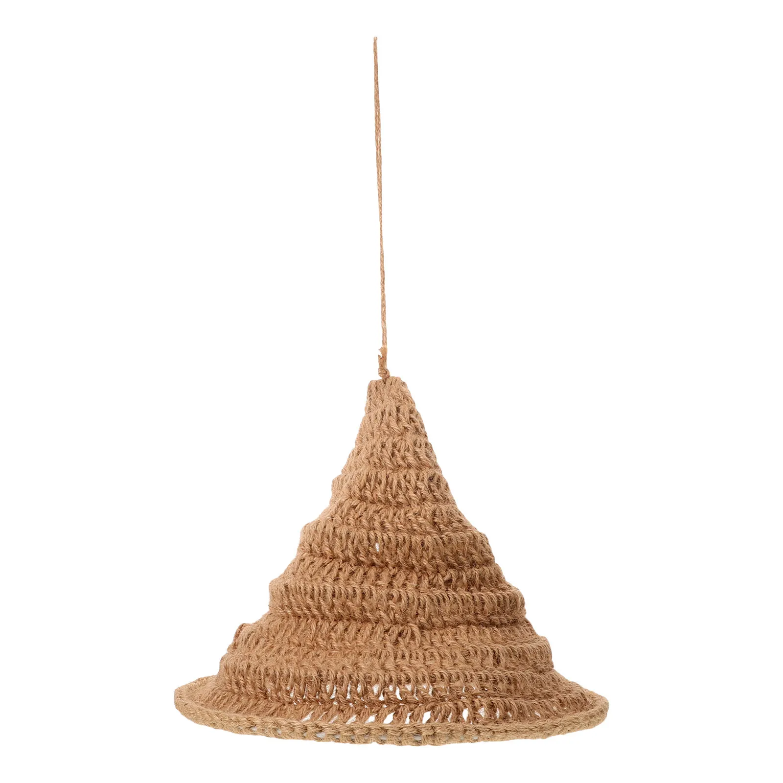 Natural Woven Lamp Shade Handwoven Jute Rope Pendant Light Cover Creative Wizard Hat Shape for Living Room Cafe Farmhouse Decor