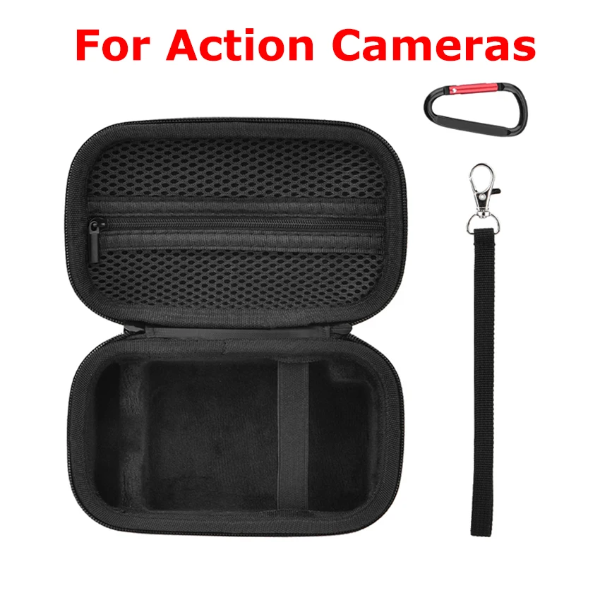 

Storage Bag for GoPro/DJI Action Camera and Controller PU EVA Hard Shell Case Shockproof with Carabiner