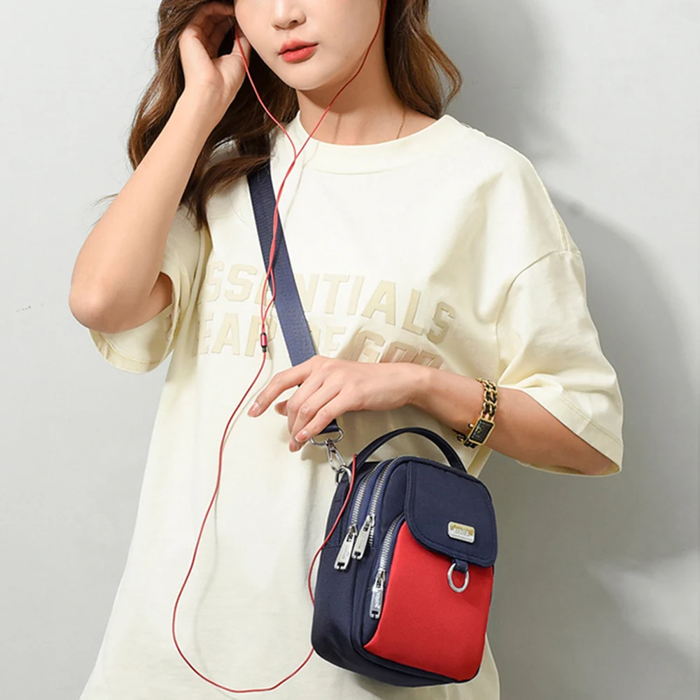 Women\'S Mobile Phone Crossbody Bag Fashion Shoulder Bag Cell Phone Pouch With Headphone Plug Lady 3-Layer Wallet Travel Handbag