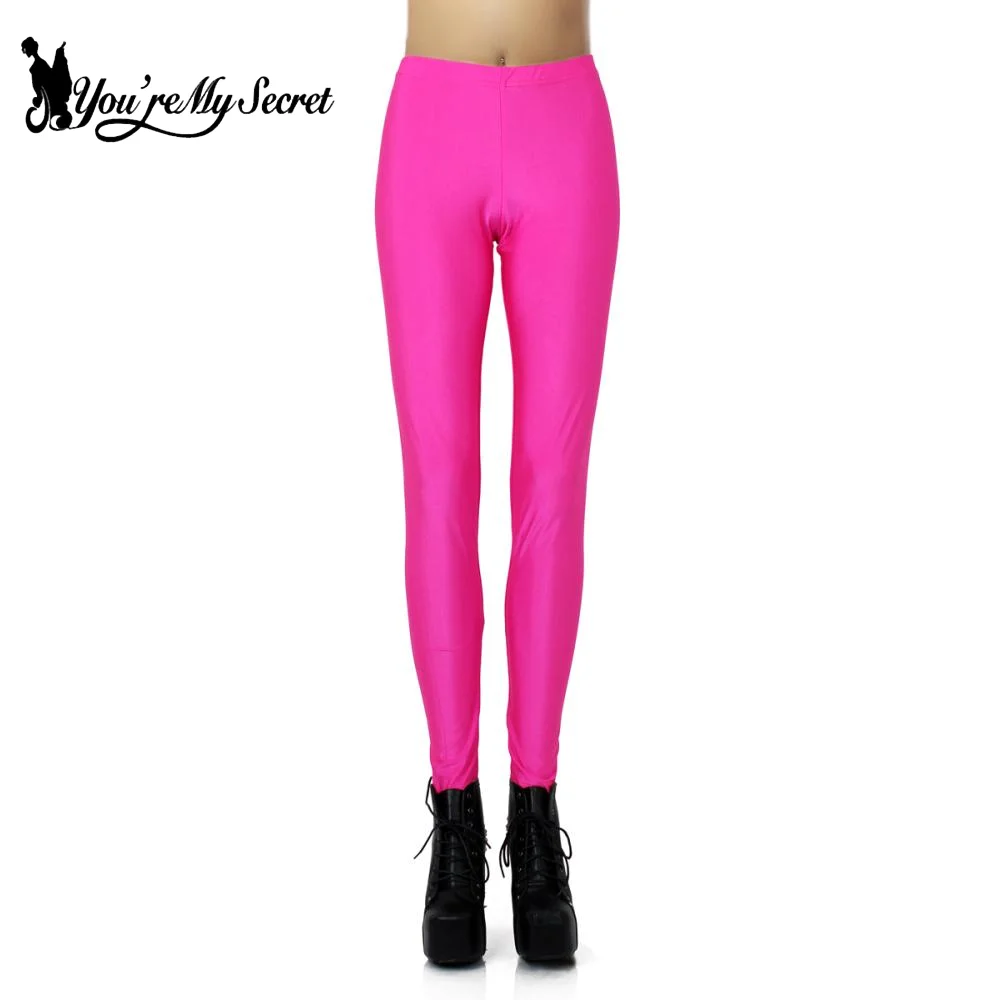[You're My Secret] Simple 3-Colors Women's Leggings Sexy Slim Tights Rose Red Casual Sports Pants Elastic Mid Waist Trousers