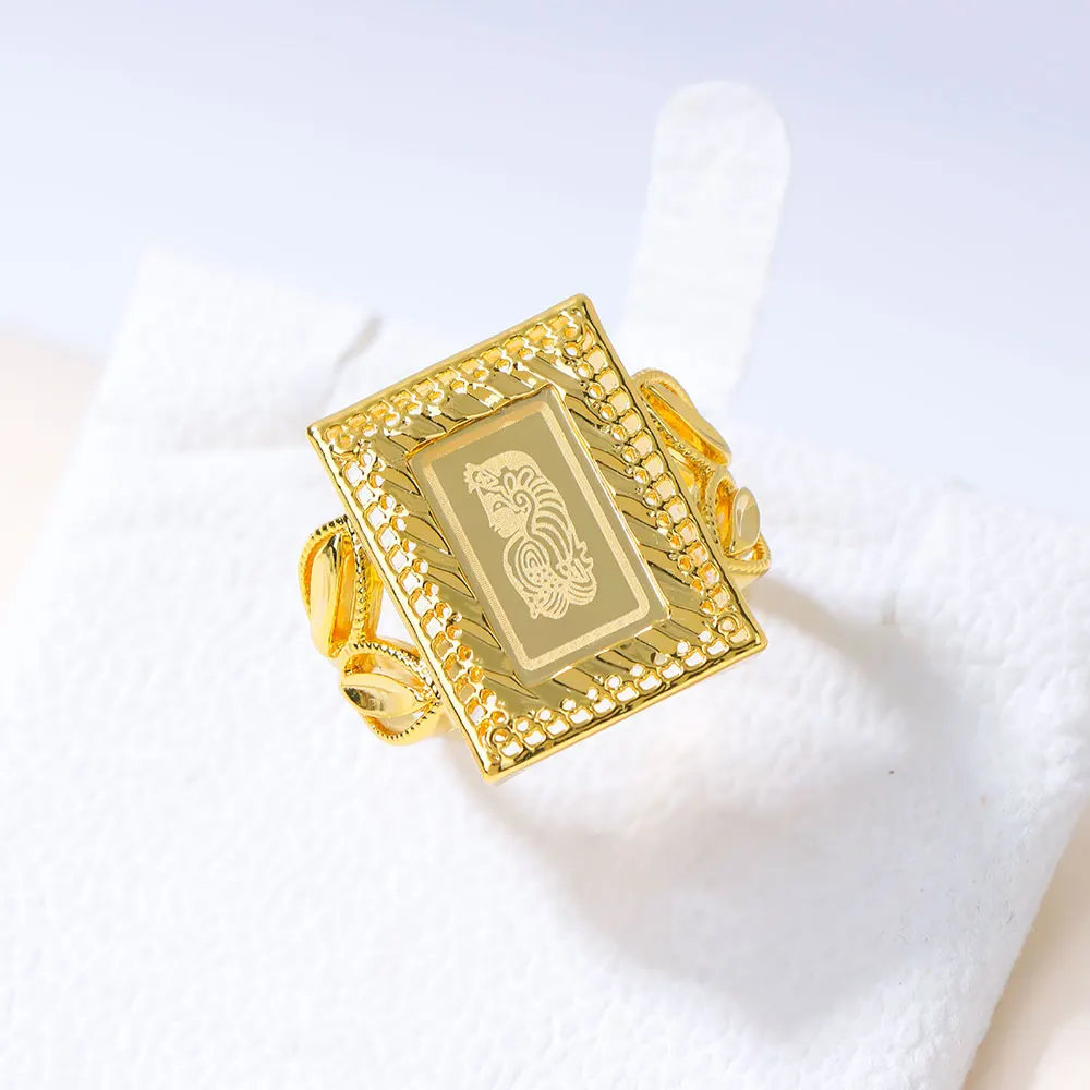 Arabische Braut-Hochzeitsringe 21k Vergoldet Dubai Mode Verlobungsring Türkischer Vintage Alltagsschmuck für Frauen – Detail 8