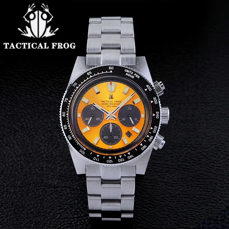 

Tactical Frog Sapphire Crystal Mirror Ceramic Bezel Chronograph Watch V2 Solar VS75A Eco-Drive Quartz 20Bar Waterproof Men Watch