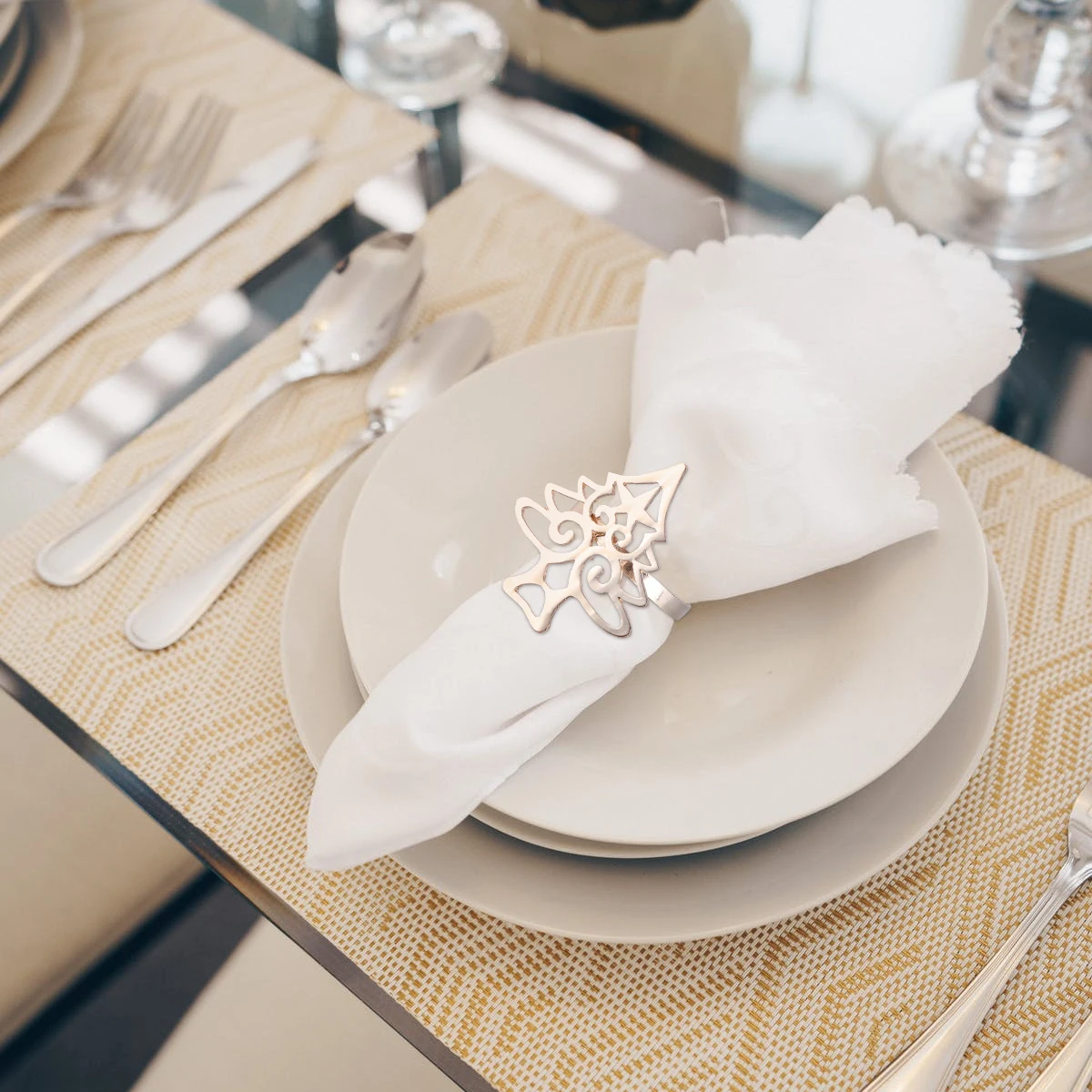 

4 Pcs Delicate Napkin Buckle Christmas Dining Table Decor Tree Decorations Ring