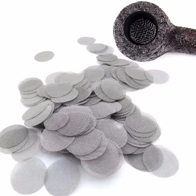 100Pcs Stainless Steel Smoking Pipe Filters Silver Screens Mesh Net Tobacco Smoking Combustion-supporting Accessories