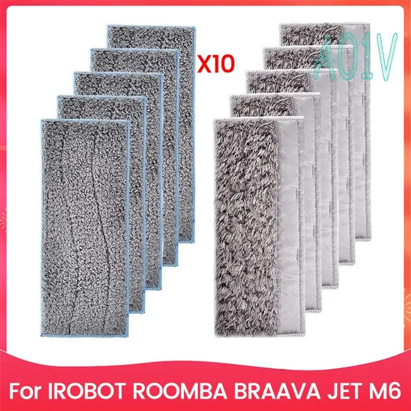 A01V-10PCS Mop Wet Anddry Cloth Kit Forirobot ROOMBA BRAAVA JET M6 Vacuum Cleaner Spare Parts