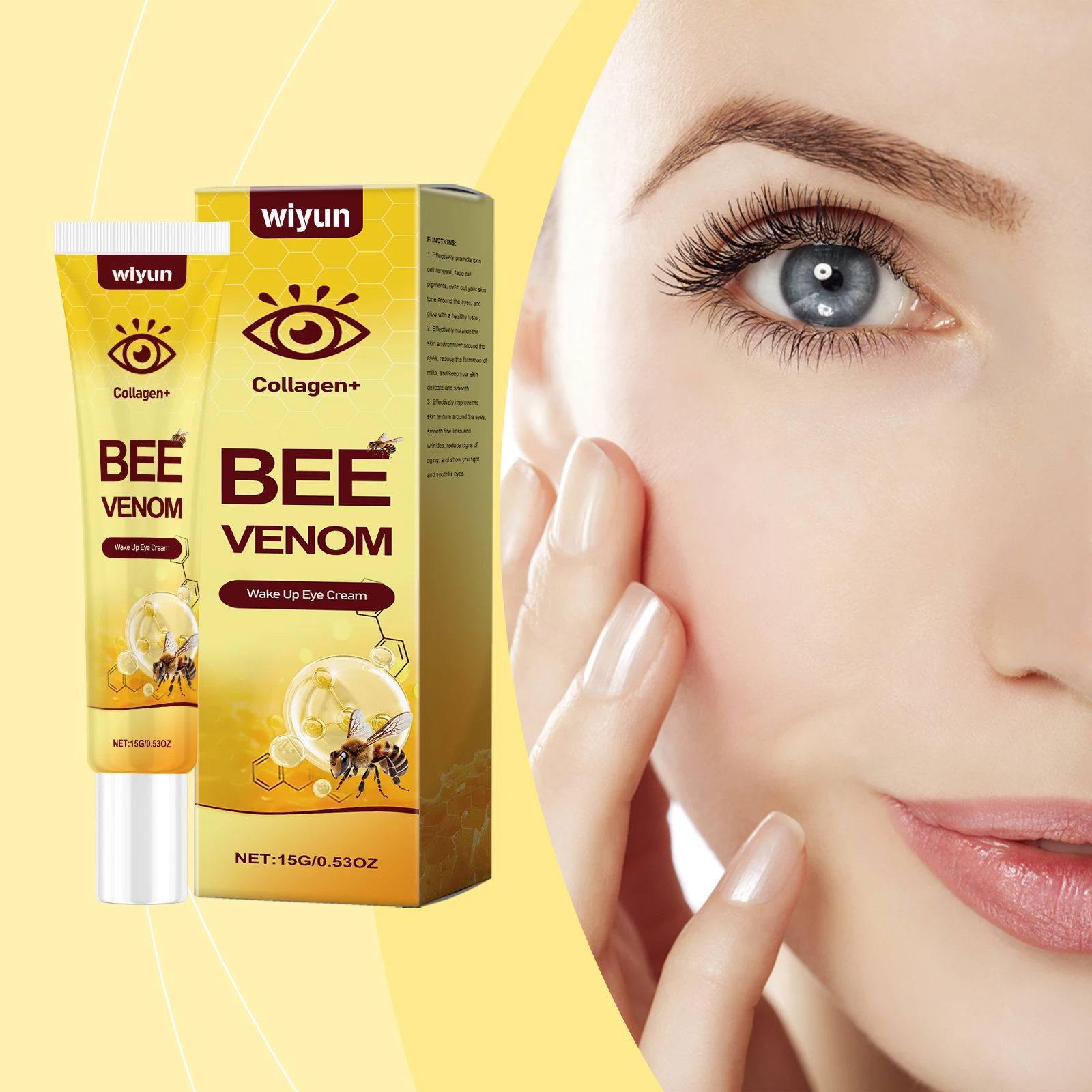 

Eye Cream for Dark Circles Remover Eye Bag Anti-Wrinkle Fade Fine Lines Anti Puffiness Firming Brightening Eye Bee Venom Cream