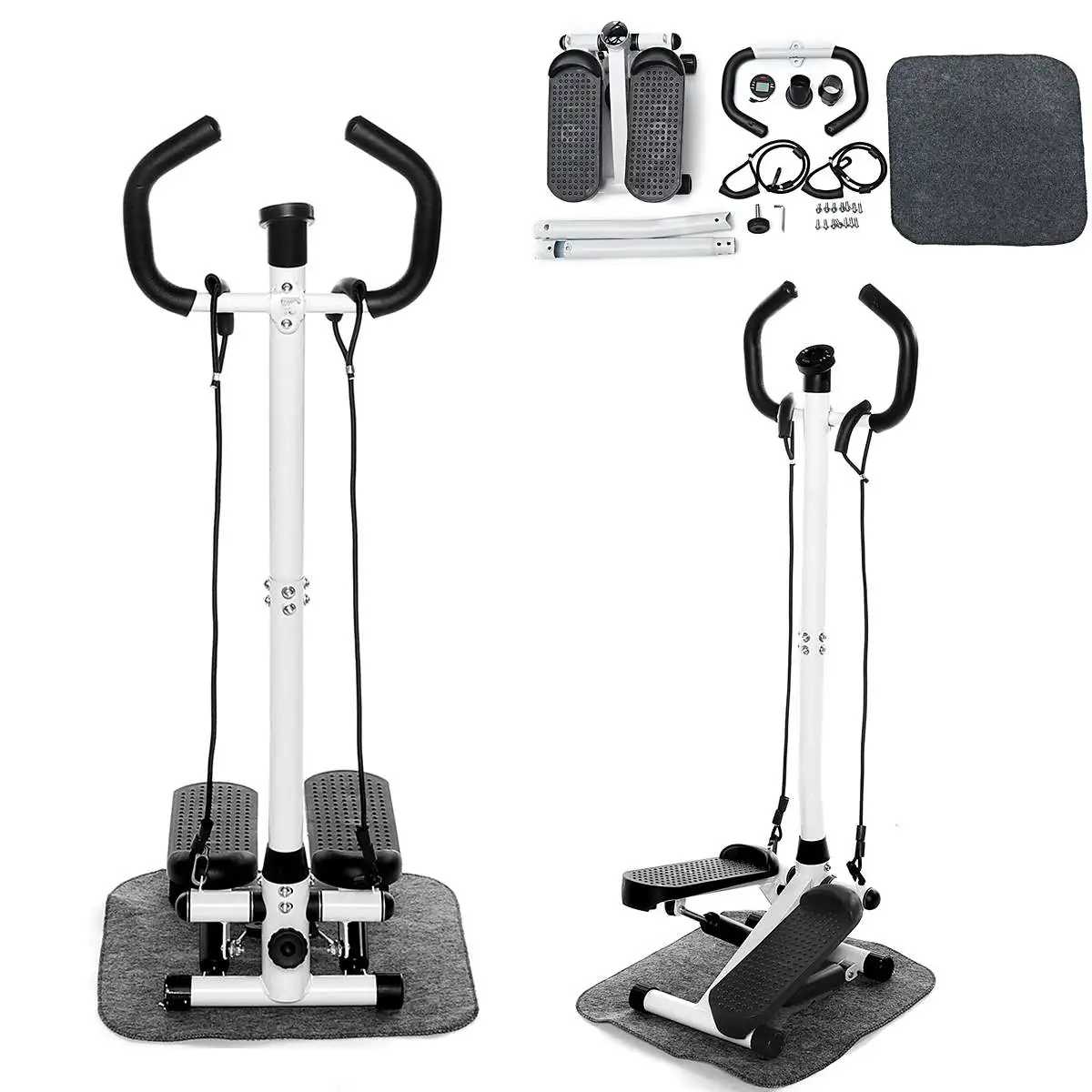 Mini Lose Weight Multi-functional Pedal Fitness Equipment Steppers Quiet Hydraulic Treadmill With Handle Bar And LCD Monitor