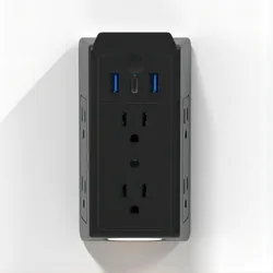 USB Wall Charger, Multi Plug Outlets Extender with Night Light, Expander Multi Plug Splitter