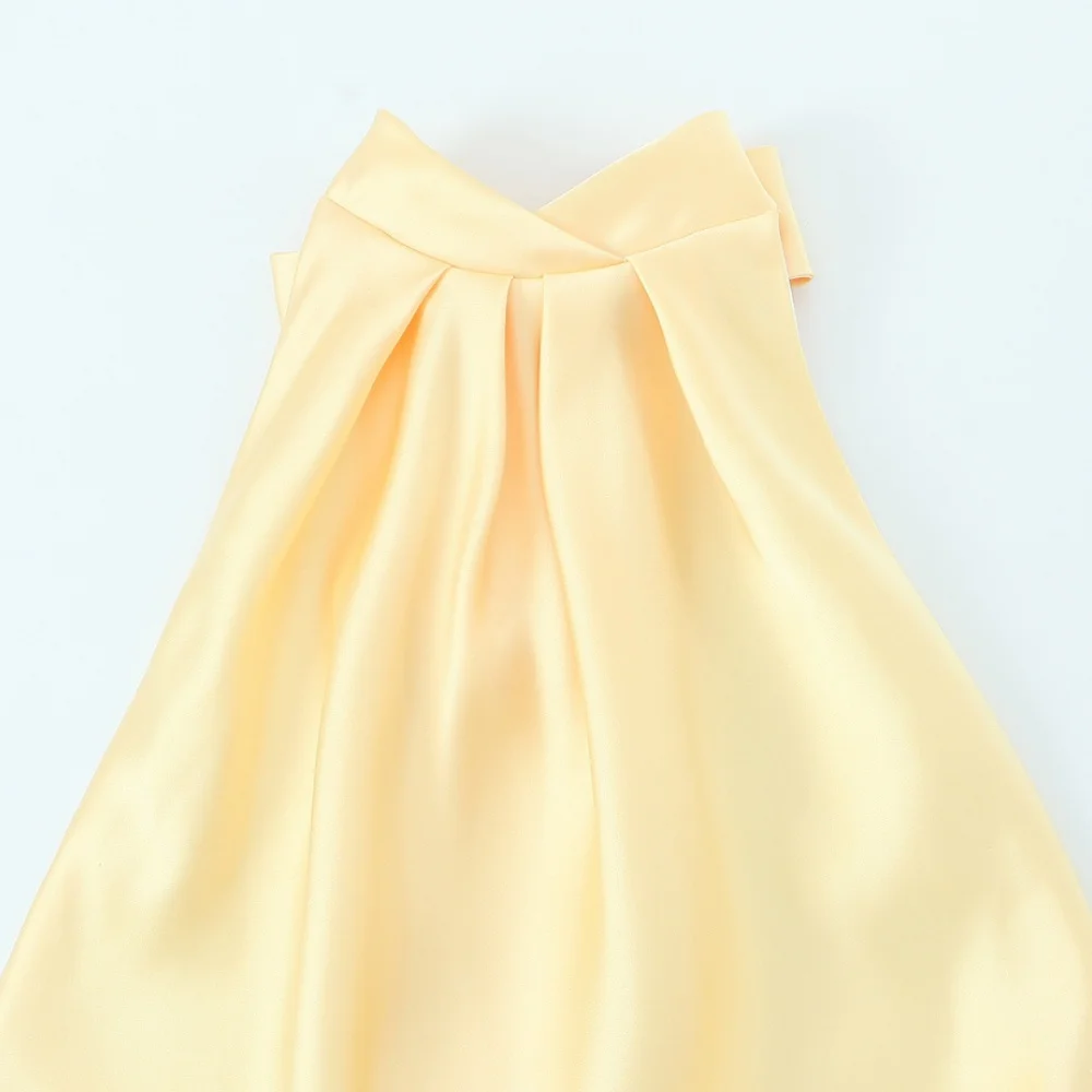 여성용 드레스 백리스 매듭 텍스처 홀터넥 솔리드 컬러 기품 여름 신상 드레스