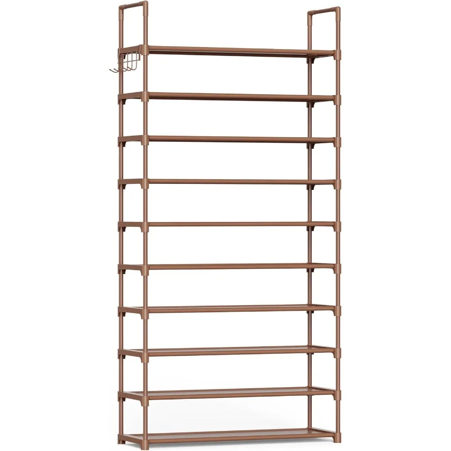 

10-уровневый органайзер для обуви с крючками для шкафа, компактная полка для обуви большой вместимости, идеально подходящая для прихожей, спальни и гостиной