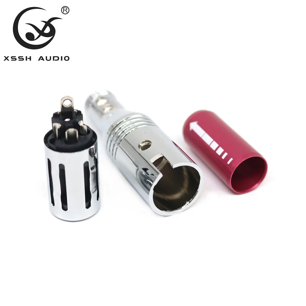 Weiblich Männlich XLR Hallo-end Hifi YIVO OEM Audio Jack 3 Pins Stecker Rot Metall Shell Messing 62% Kupfer überzogene Rhodium XLR Buchse Stecker – Detail 4