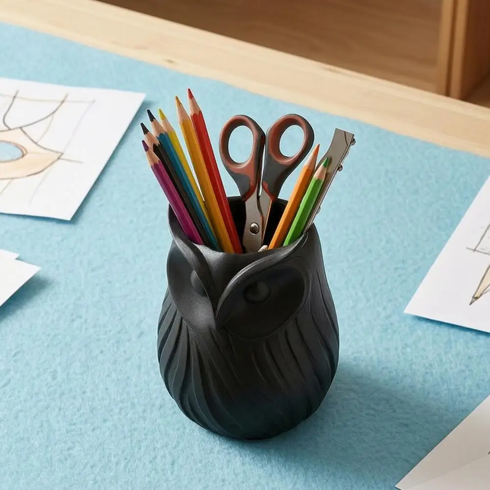 Desktop Organizer 3d Printed Owl Pen Holder Flower Vase Desk Organizer Cute Plastic Makeup Brush Holder for Home Office Decor