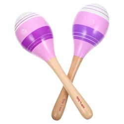 2Pcs Wooden Sand Hammer Toy Kids Sand Hammer Toy Cartoon Striped Maracas Rattles Children Early Educational Musical Instruments