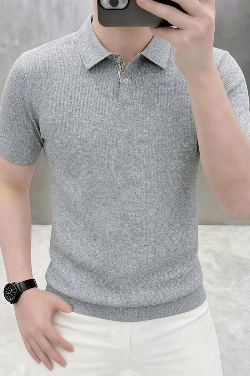 2026 Summer New Style Men's Fashion Casual Collar Short-Sleeved Cool-Feel T-Shirt Polo Shirt