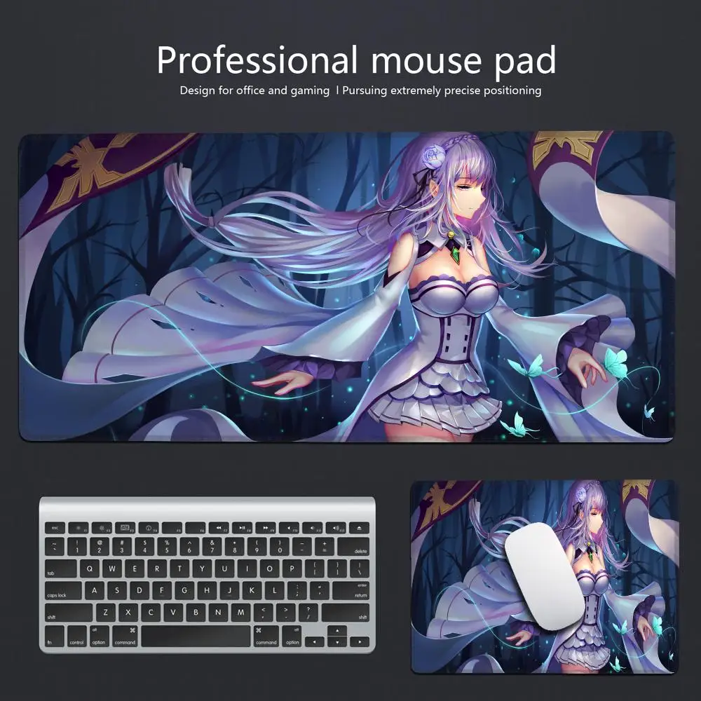 Anime R-Re Life In A Different World From Z-Zero Emilia Mouse Mat Rubber Desk Mat With Pad Gaming Accessories Gaming XXL HYBXAXC
