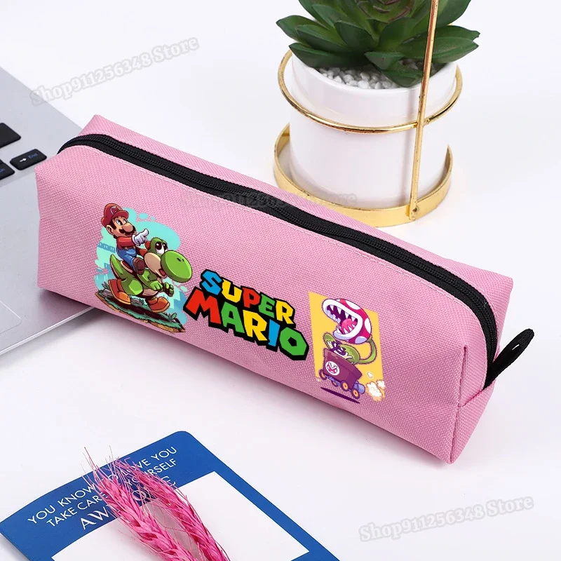 Game Marios Pencilbag Cartoon Super Mario Bros Figure Print Pencilcase Kids School Supplies Stationary Storage Bag Pencil Case