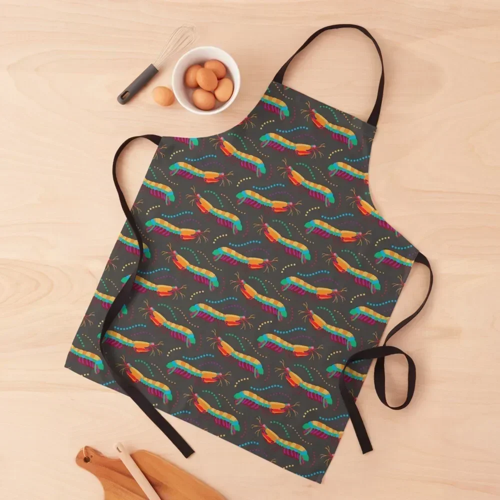 

Peacock Mantis Shrimp Pattern Apron Men gift for home useful pieces Cute Kitchen Apron