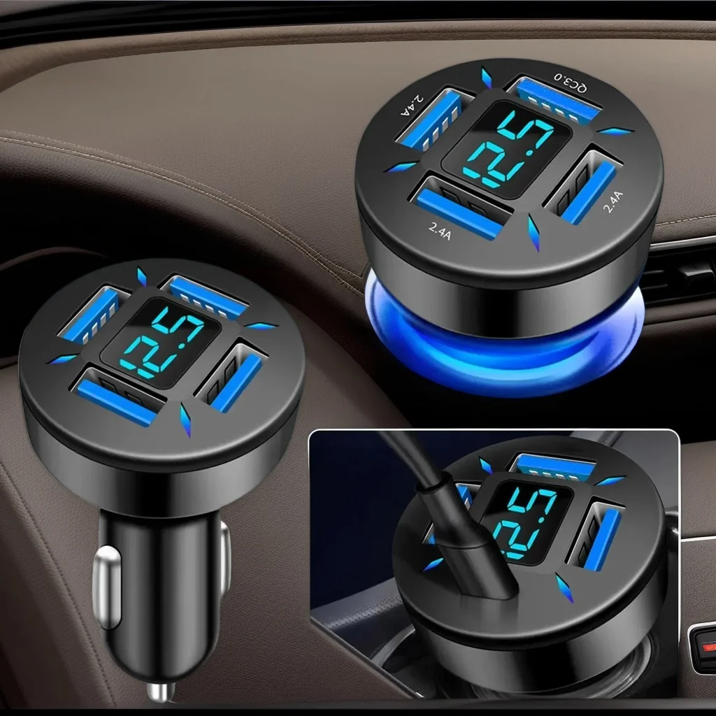 

4-портовое быстрое автомобильное зарядное устройство USB A/C — высокоскоростной зарядный адаптер мощностью 66 Вт для смартфонов и устройств в транспортных средств