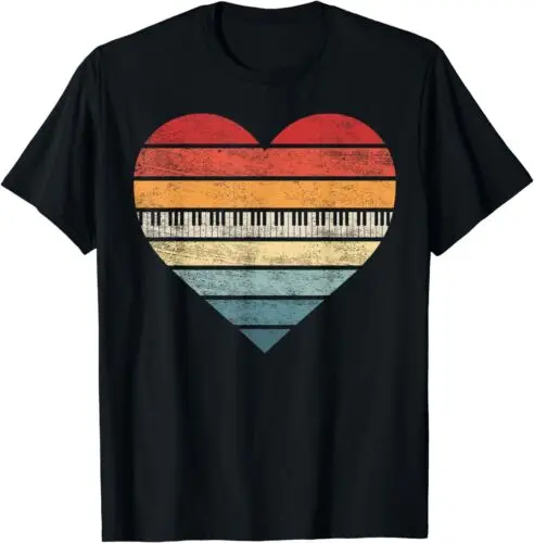 Pianist Gifts Retro Piano Keyboard Player Teacher Gift T-Shirt S-3XL