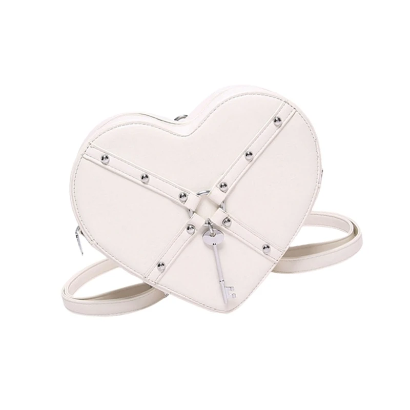 Novelty Heart Shaped PU Leather Shoulder Purse Compact Bag for Trendy Ladies Dropship