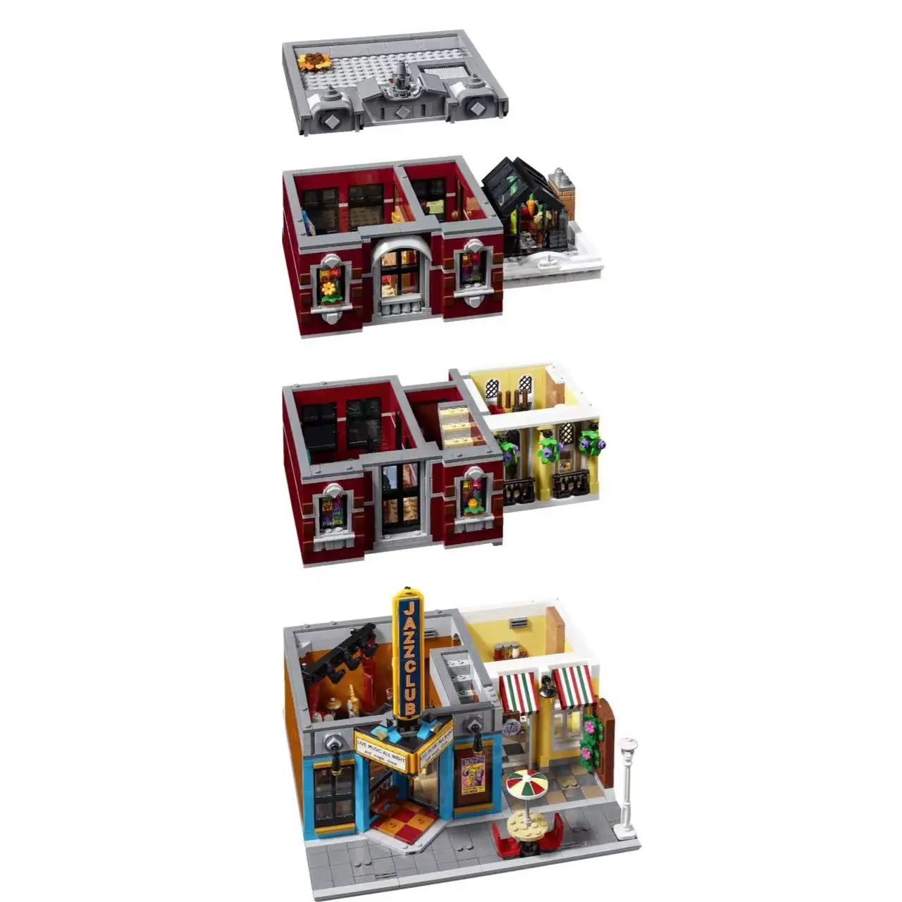 Creatoring Expert 10312 Jazz Club Pizzeria Shop Model Moc Modular Houses Building Blocks Bricks Compatible Kid Toy 2899PCS