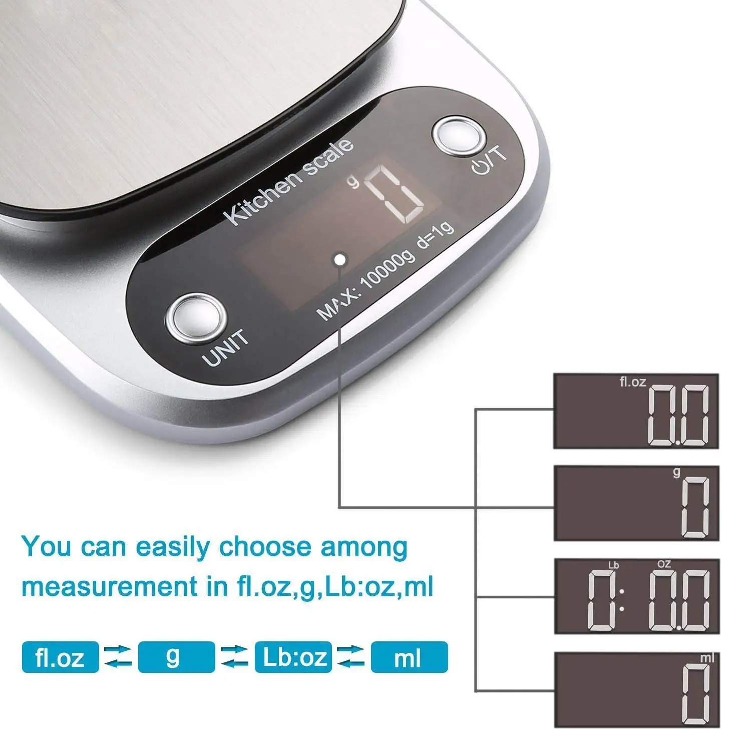 1pc Accurate Digital Kitchen Scale for Cooking and Baking - 22lb Capacity in Grams and Ounces Perfect for Coffee Meat and More view 2