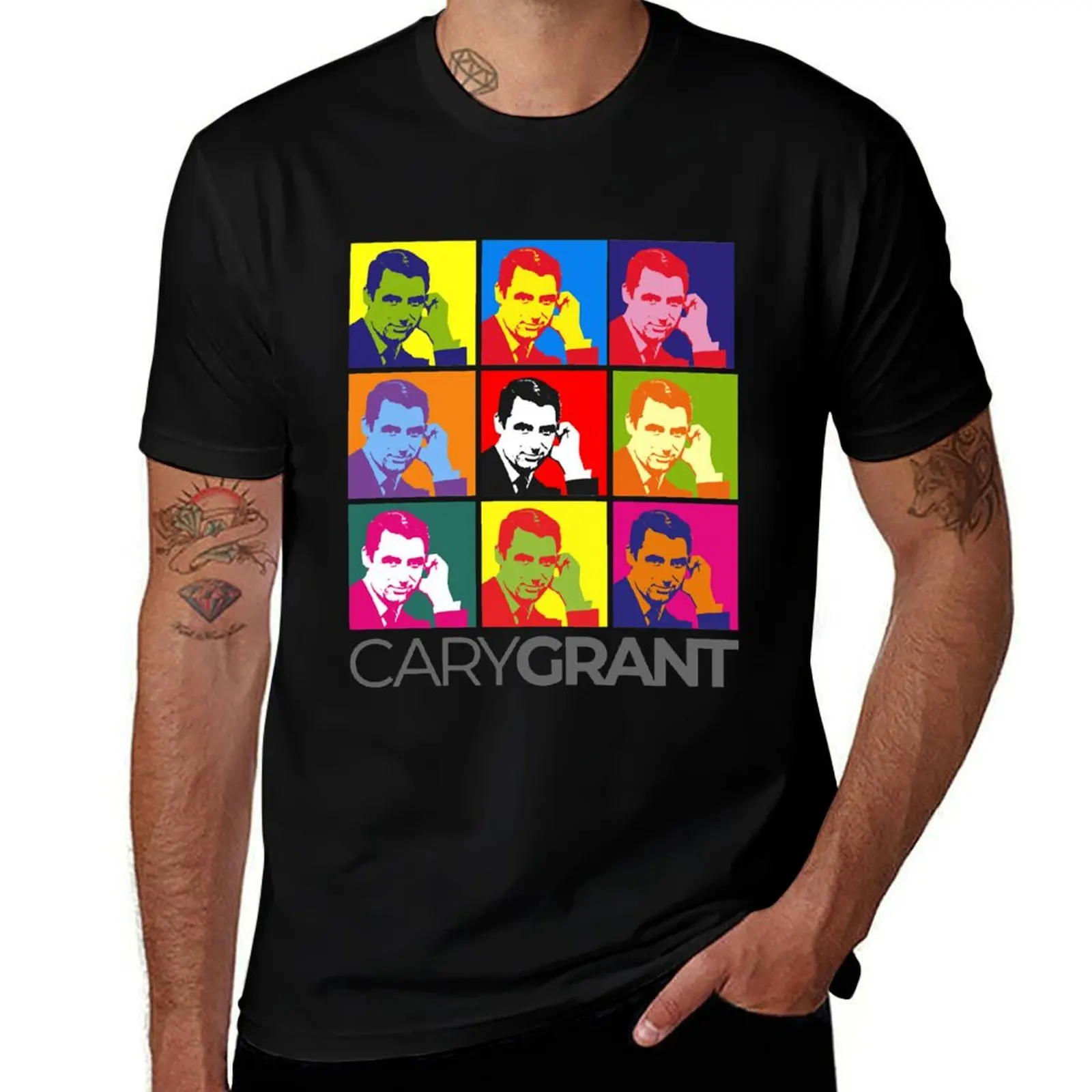 

Cary Grant pop-art portrait poster T-Shirt man t shirt luxury man t shirts high quality luxury brand T-Shirt