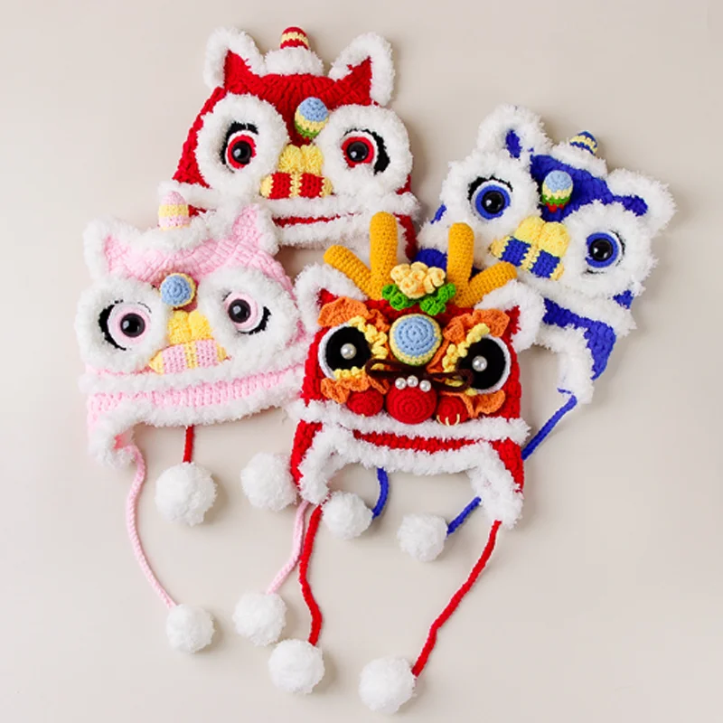 

New Cute Warm Tiger Head Hat Chinese Style Handmade Children's New Year Hat