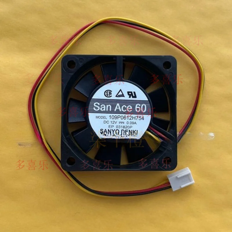 EE    for Sanyo 109P0612H754 DC12V 0.09A 60*60*15MM 3-Pin Silent Inverter Cooling Fan