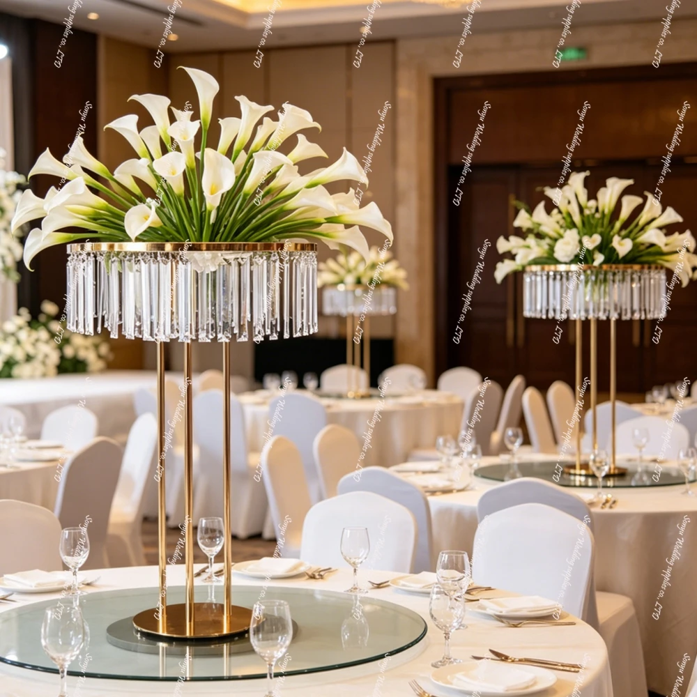 1-10pcs  90cm/110cm)Crystal Flower Stand Gold/Silver Wedding Centerpieces Premium Display Shelf for Party Table Decor