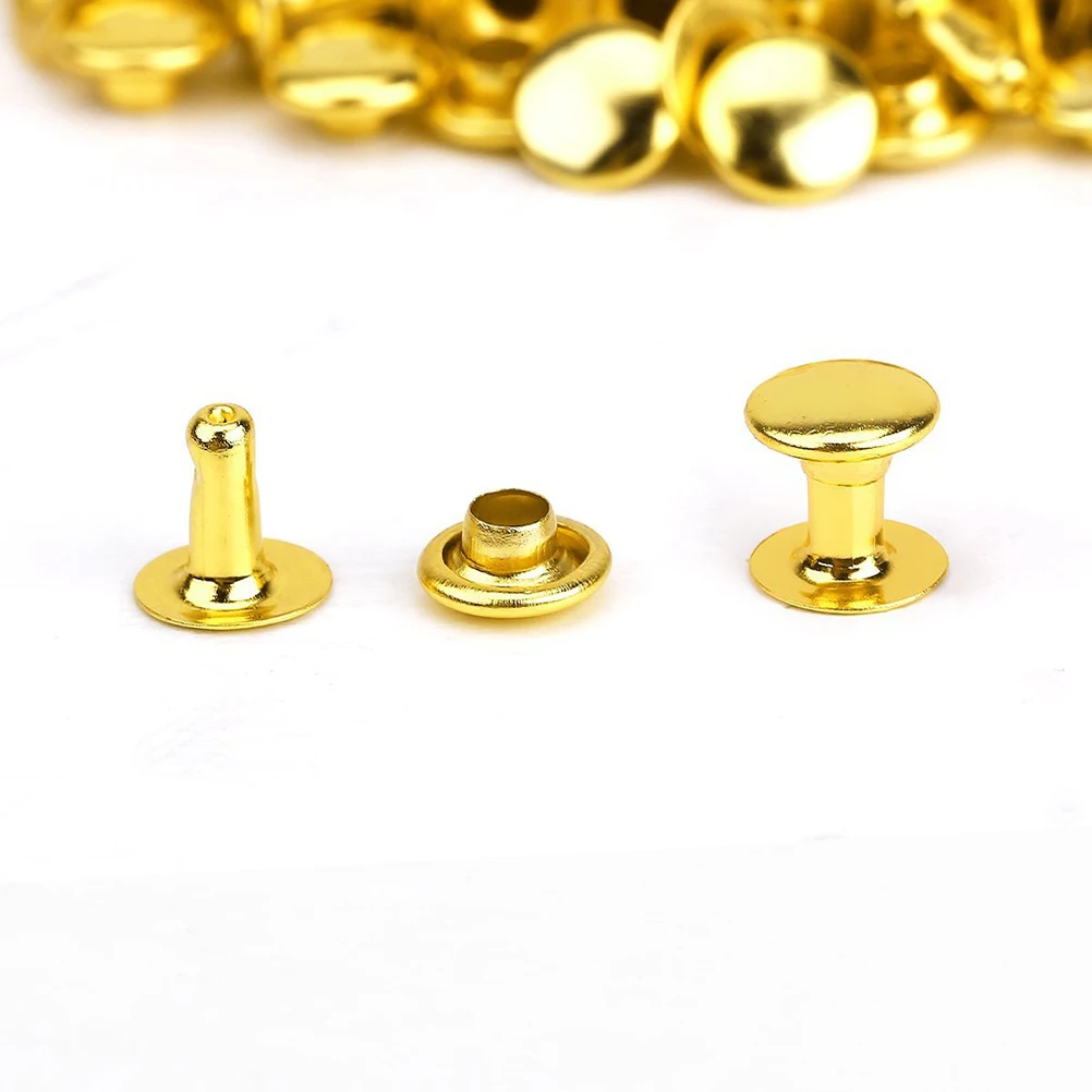 

100pcs 6Mm Round Mushroom Metal Rivets Golden Diy Punk Style Shoes Bag Bracelet Dog Collar Decoration Studs Fastening