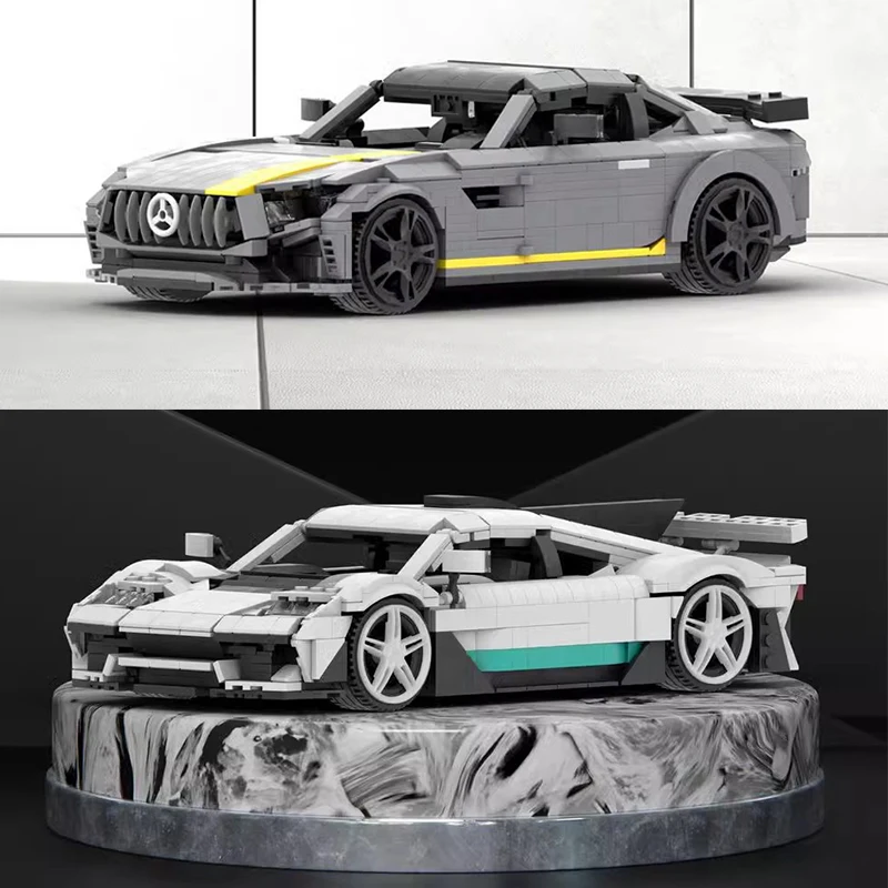 Creative MOC Technical Car Mercedes AMG GTR Benzed Speed Champions Supercar Sets Building Blocks Toys for Boys Christmas Gifts