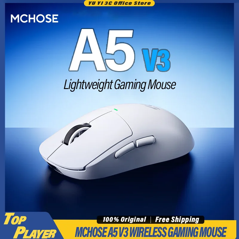 

MCHOSE A5 V3 Wireless Gaming Mouse Pixart3395 Sensor 56g Lightweight TOPSPEED Low Latency Connection 2.4G 8kHz Polling Rate
