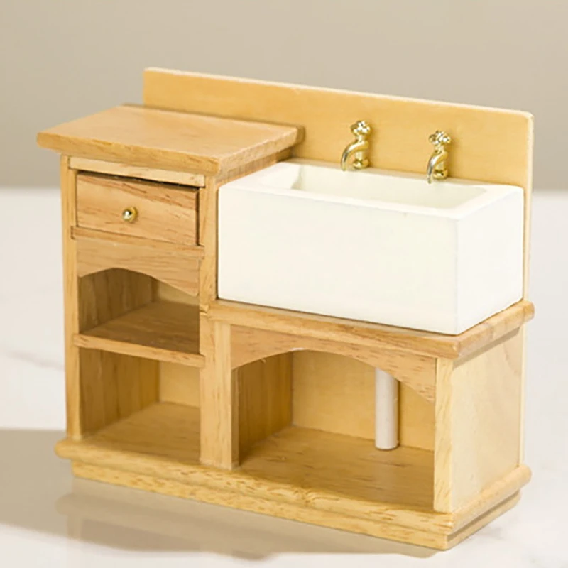 

1:12 Dollhouse Miniature Accessories Mini Furniture Single/Double Basin Sink Mini Furniture Model For Doll House Decoration