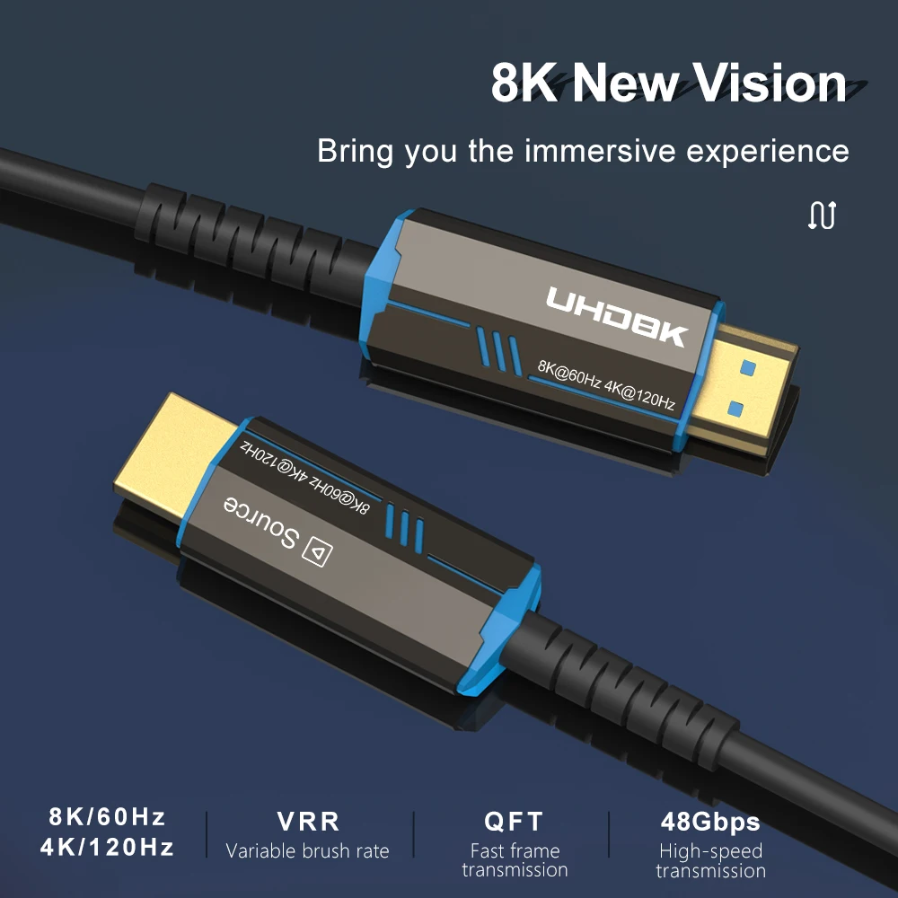 4K 8k/60Hz HDMI 2.1 48Gbps 4k/120Hz HDMI 2.0 Fiber Optical Cable Ultra HD High Speed 10M 15M 20M 30M 50M For TV Projector view 4
