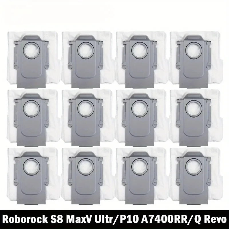 12 Dust Bags For Roborock S8 MaxV Ultra / P10 A7400RR / Q Revo / Qrevo Pro / Qrevo MaxV / Qrevo S / Qrevo Plus Robot Vacuums