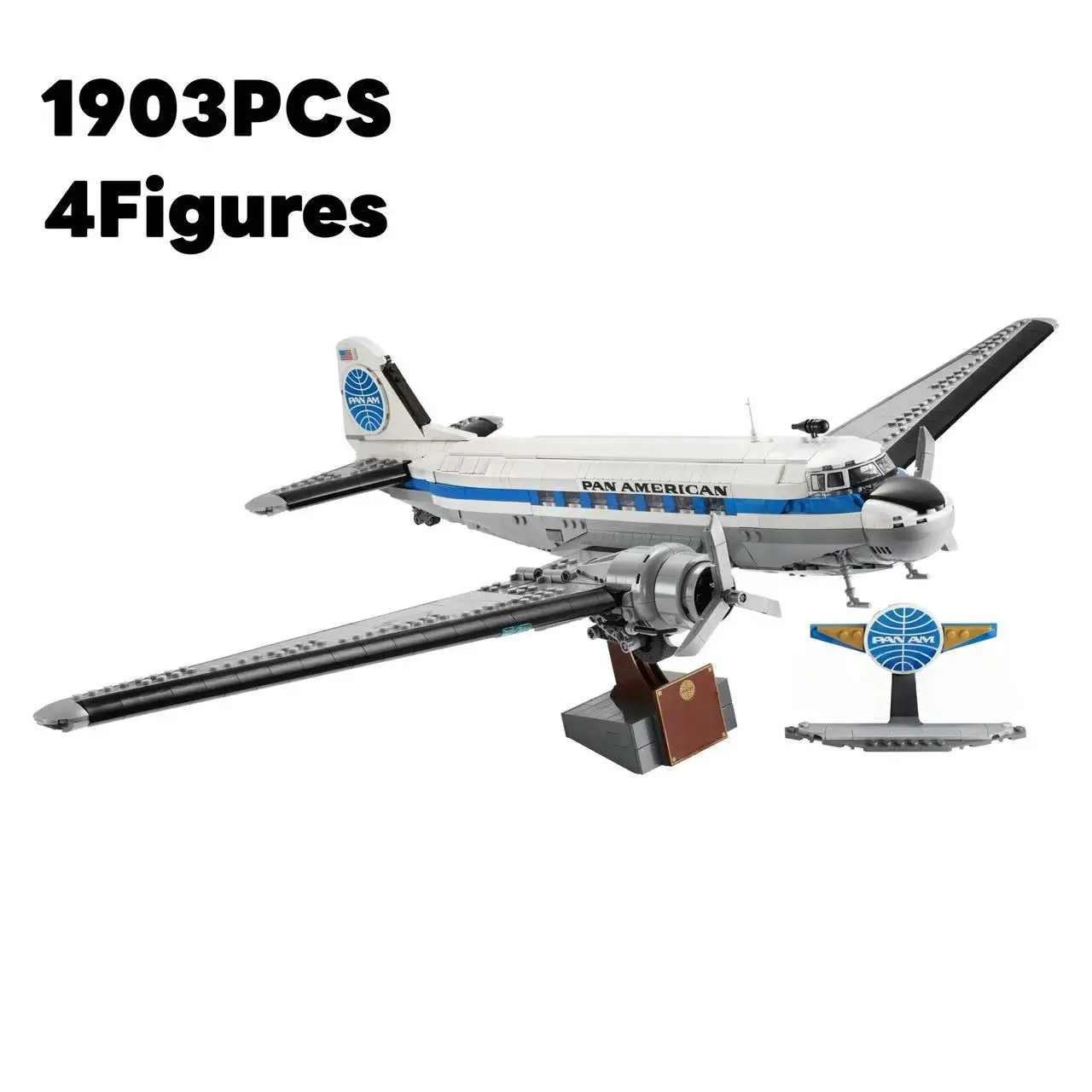 1903PCS Creatieve Pictogrammen Douglas DC-3 Pan Am Airliner Model Bouwstenen Compatibel 11378 Speelgoed Voor Jongens Meisjes Kerstcadeau