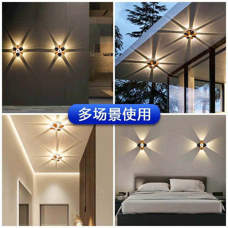 New outdoor courtyard balcony stairs corridor aisle bedroom Internet celebrity bedside lamp background wall wall lamp