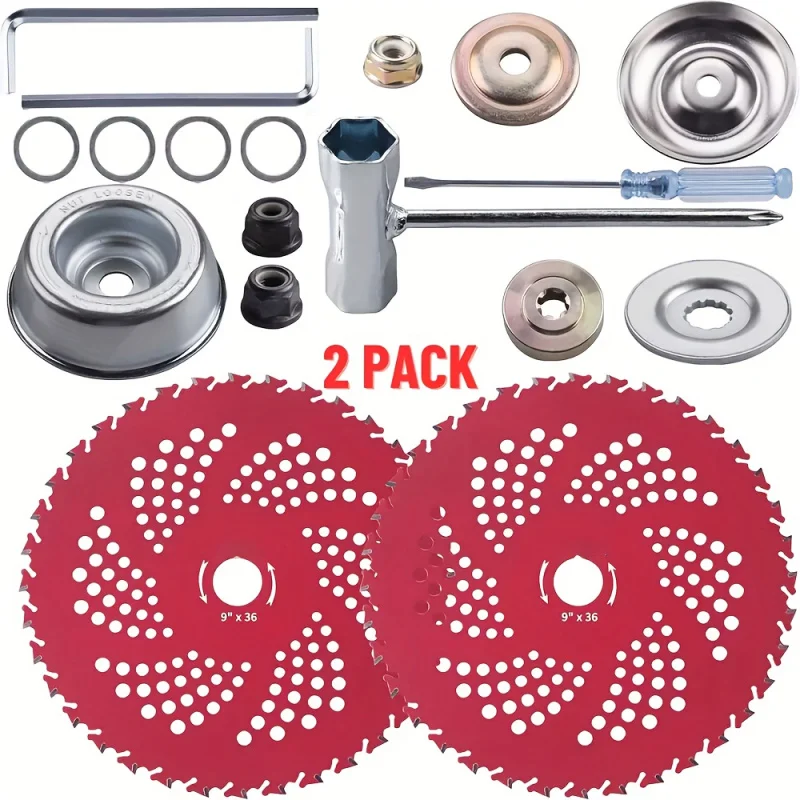 

Аксессуары для триммера и кормушки сорняков, костюм: 2 шт., 9 дюймов x 36 зуб, твердосплавное пильное полотно, красное лезвие для кошения и прополки